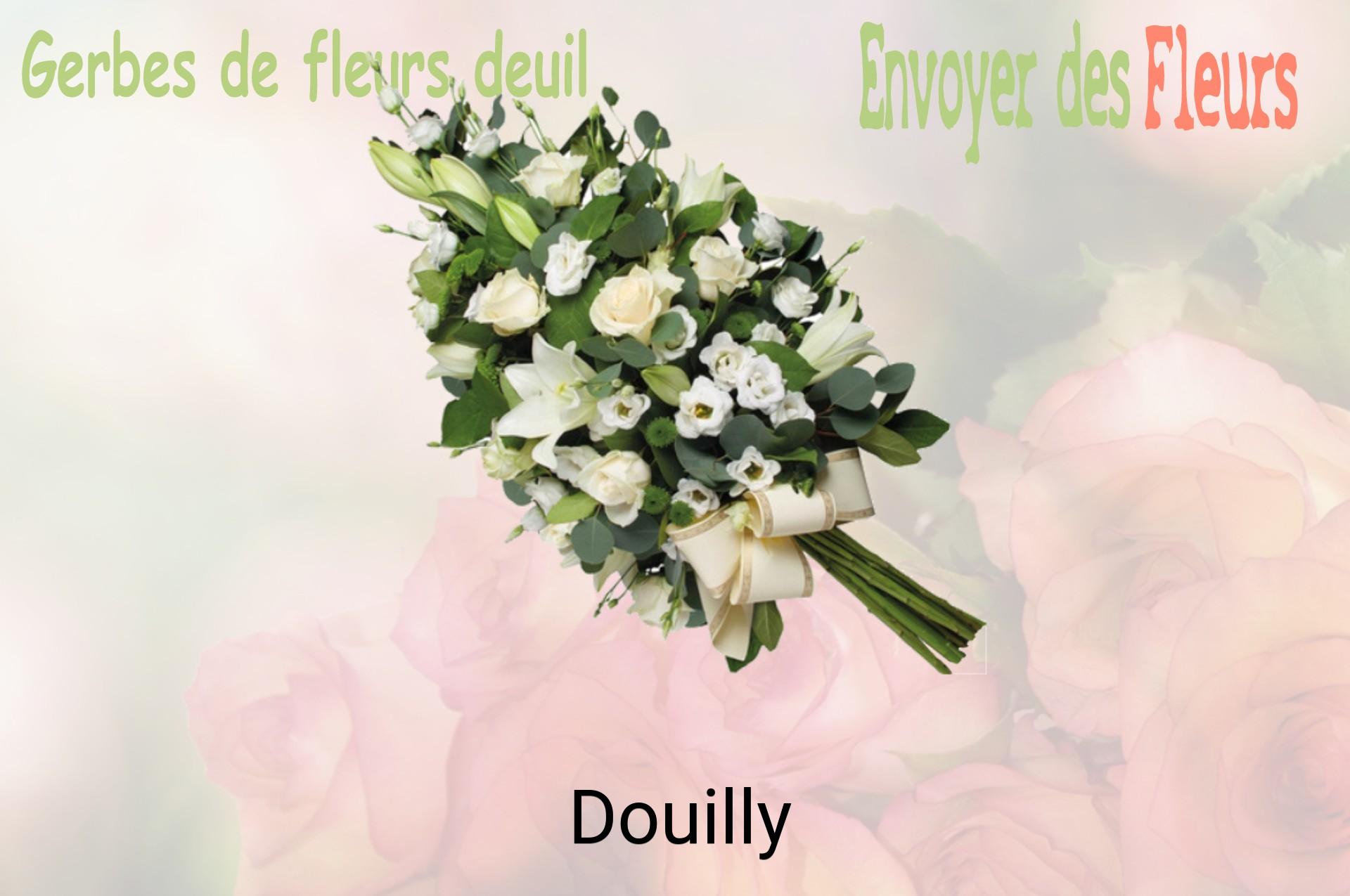 Gerbe de fleurs de deuil livrée à Douilly